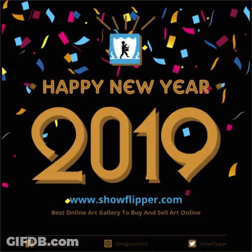 Happy New Year 2019 Confetti Poster GIF