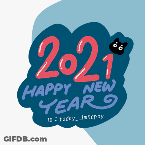 Happy New Year 2021 Animated Digital Text Swing GIF