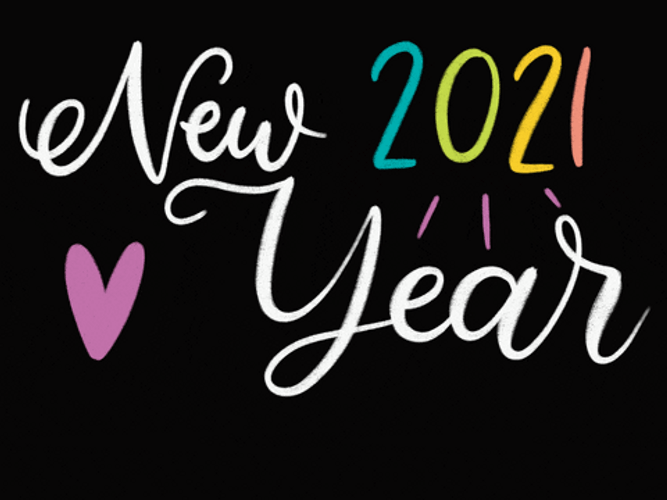 Happy New Year 2021 Blinking Heart GIF