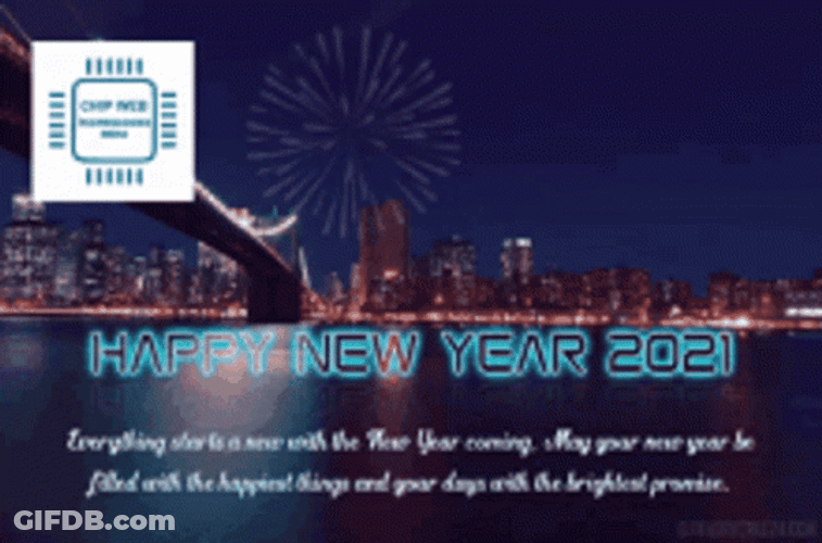 Happy New Year 2021 City Fireworks Wish Greeting GIF