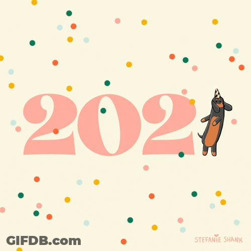 Happy New Year 2021 Dog Dancing Digital Art GIF