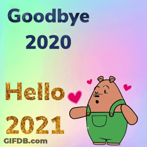 Happy New Year 2021 Goodbye 2020 Bear Hearts GIF