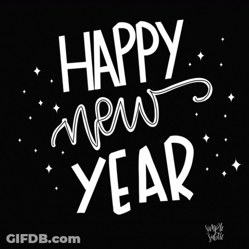 Happy New Year 2021 Greeting Black And White GIF
