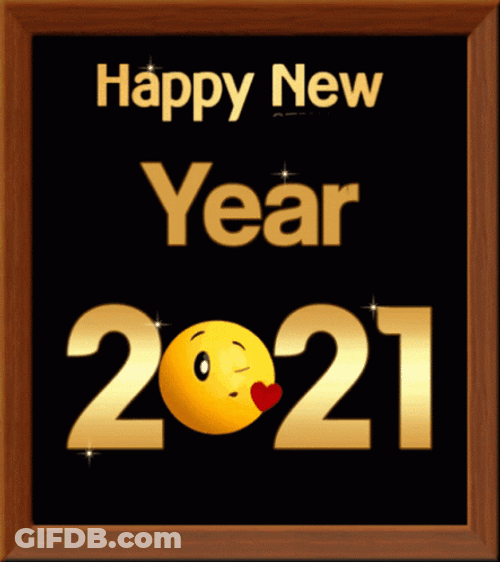 Happy New Year 2021 Kissing Emoji GIF
