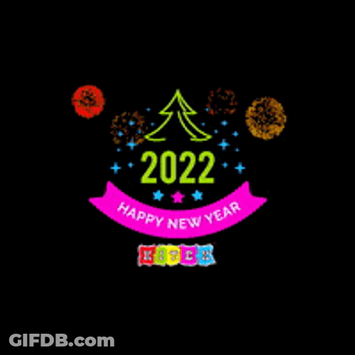Happy New Year 2022 Christmas Tree Fireworks GIF
