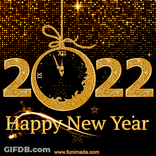 Happy New Year 2022 Clock Hanging Ball GIF