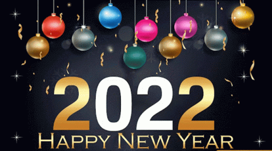 Happy New Year 2022 Decorative Balls GIF
