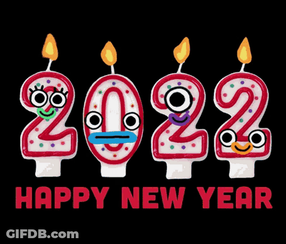Happy New Year 2022 Number Candles GIF