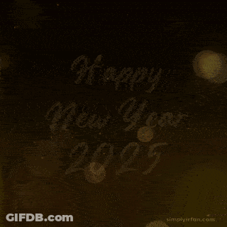 Happy New Year 2025 On Black Background GIF