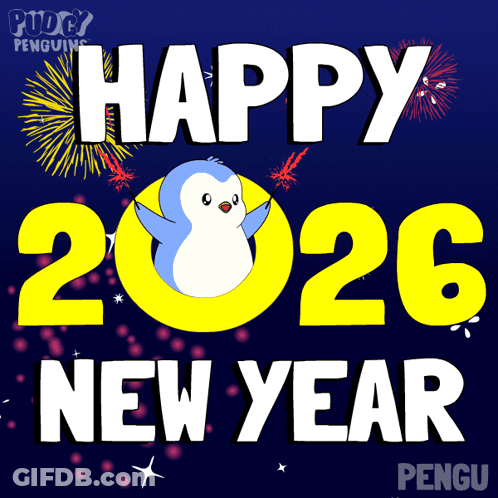 Happy New Year 2026 Penguin GIF