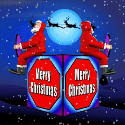 Happy New Year And Merry Christmas Spinning Santa GIF