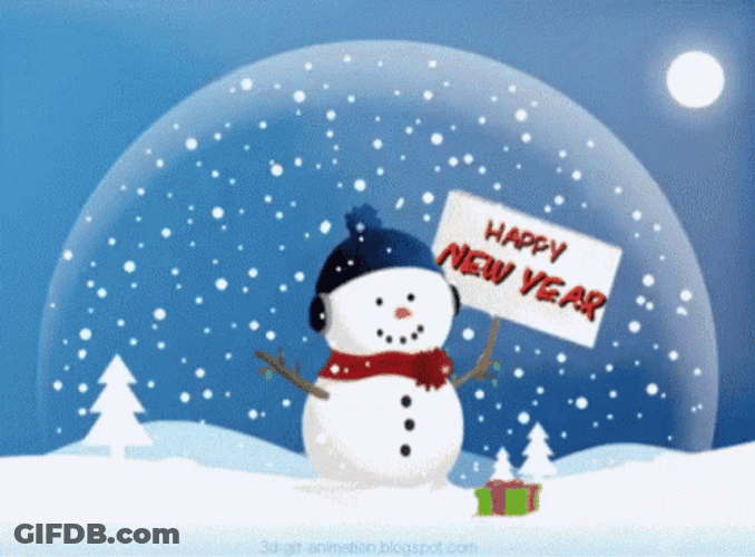 Happy New Year Animated Snowman GIF