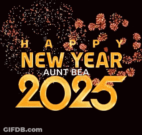 Happy New Year Aunt Bea Greeting Card Fireworks GIF