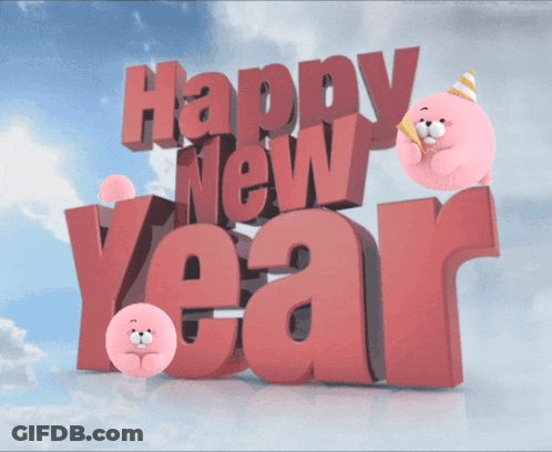 Happy New Year Bear Holding Ice Cream Cone GIF