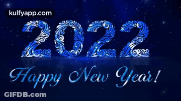 Happy New Year Blue Background Snowflakes GIF