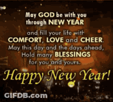 Happy New Year Card May God Be With You GIF