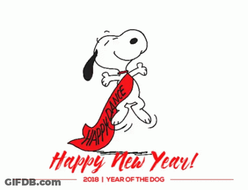 Happy New Year Card With Snoopy GIF