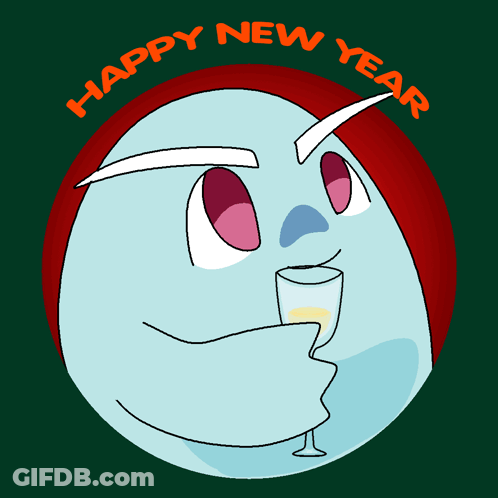 Happy New Year Cartoon Face GIF