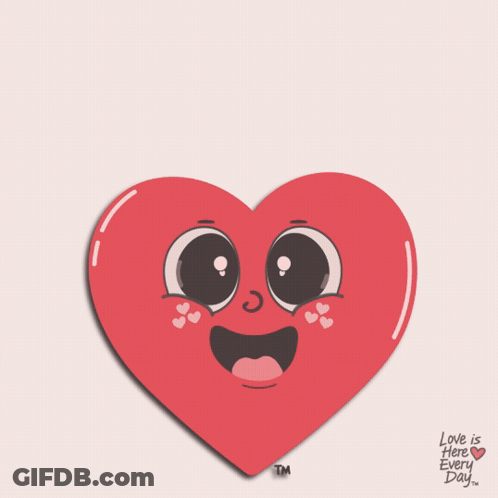 Happy New Year Cartoon Heart Face GIF