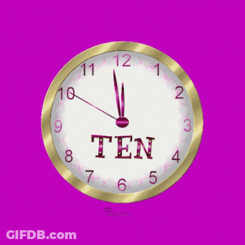 Happy New Year Clock With Balloons And Stars GIF