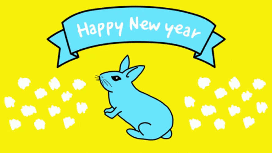 Happy New Year Digital Rabbit GIF