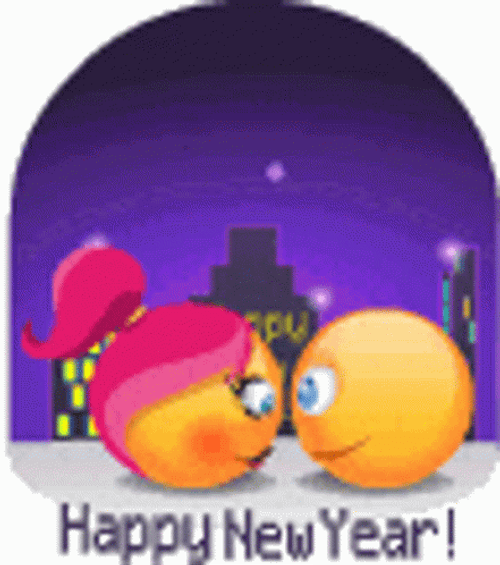 Happy New Year Emoji Couple GIF