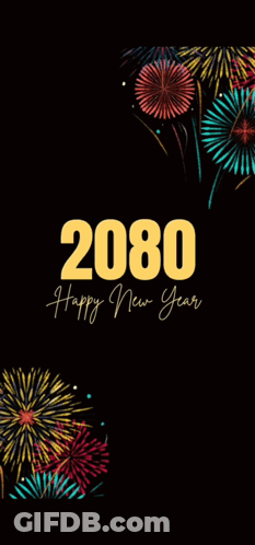 Happy New Year Fireworks 2080 GIF
