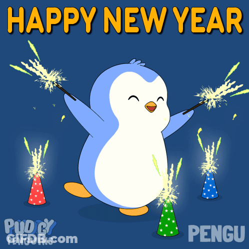 Happy New Year Fireworks Candle GIF