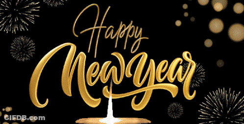 Happy New Year Fireworks Candle GIF