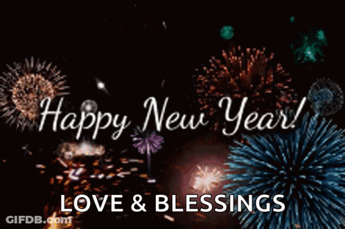 Happy New Year Fireworks Love & Blessings GIF