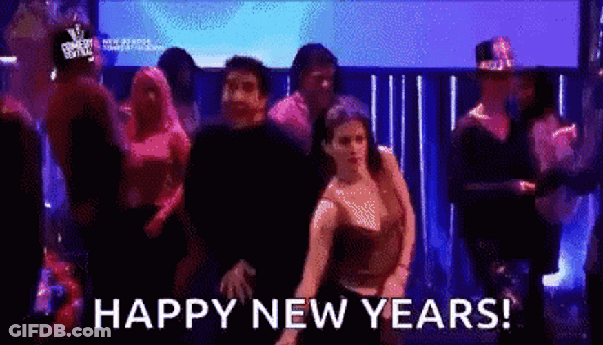 Happy New Year Funny Couple Party Dance GIF