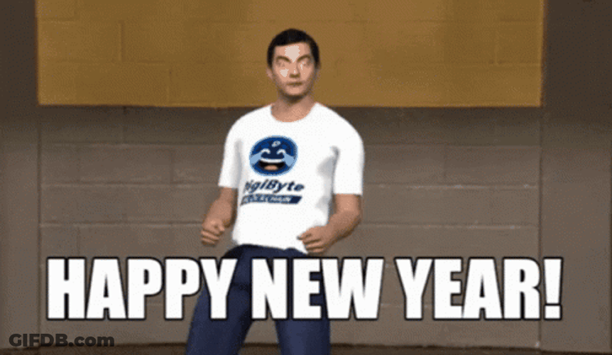 Happy New Year Funny Mr. Bean Dancing Animation GIF
