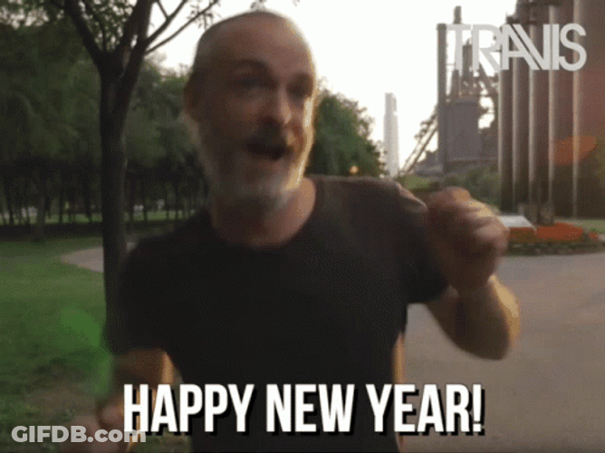 Happy New Year Funny Old Man Dancing GIF