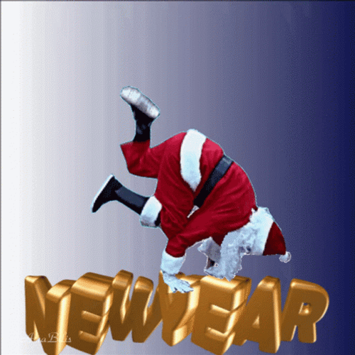 Happy New Year Funny Santa Claus Break Dance GIF