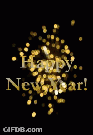 Happy New Year Gold Letters On Black Background GIF