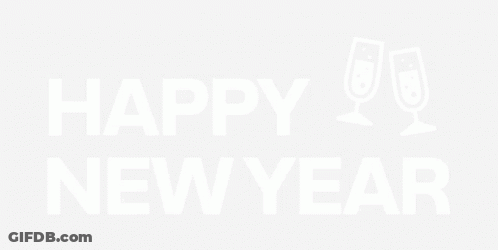 Happy New Year Greeting Card With Cartoon Heart Face GIF