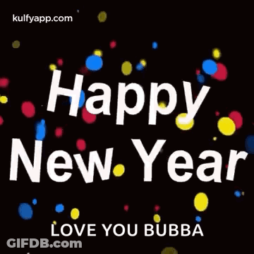 Happy New Year Greeting Card With Colorful Confetti GIF