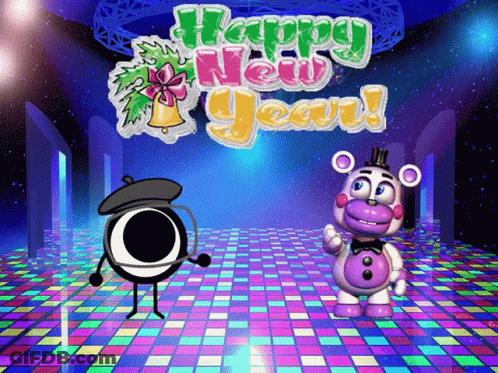 Happy New Year Greeting Card With Disco Floor GIF