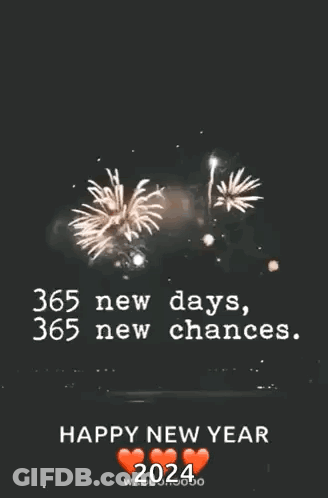 Happy New Year Greeting Card With Fireworks GIF