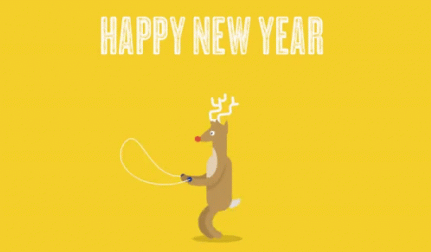 Happy New Year Jumping Deer GIF