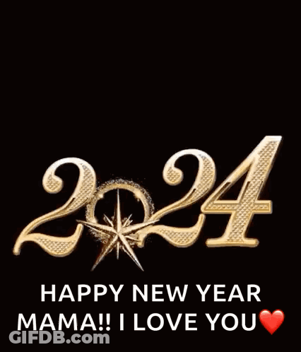 Happy New Year Mama I Love You Greeting Card With Fireworks GIF