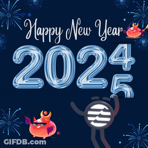 Happy New Year Monster Card Fireworks GIF
