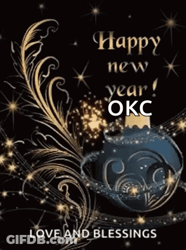 Happy New Year OKC Love And Blessings Greeting Card GIF