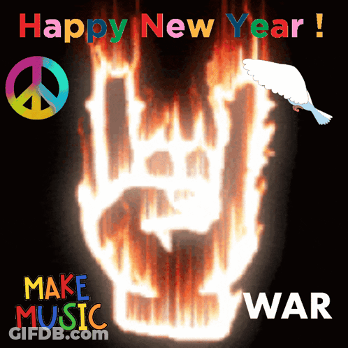 Happy New Year Peace Sign Rock GIF