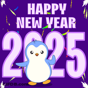 Happy New Year Penguin Card 2025 GIF
