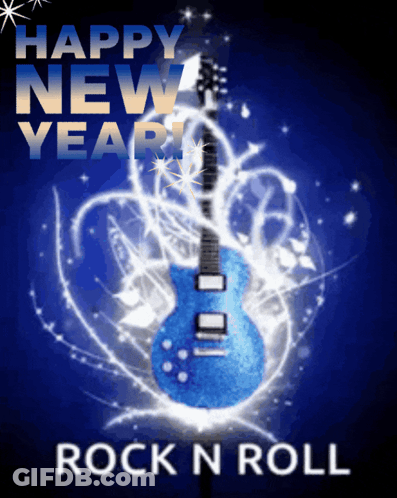 Happy New Year Rock N Roll Greeting Card GIF