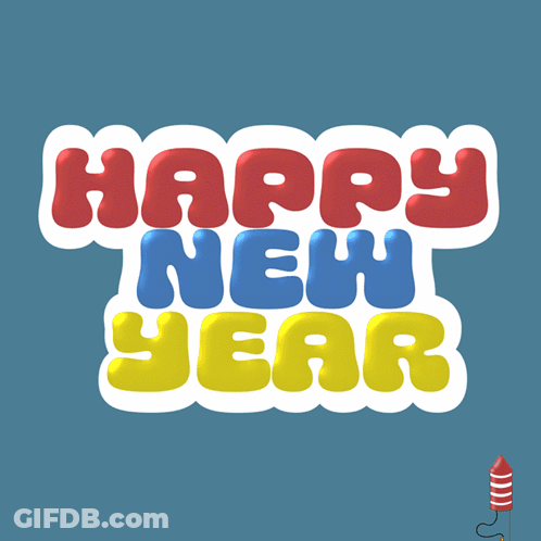 Happy New Year Sign With Frogs GIF