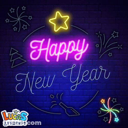 Happy New Year Wishes Retro GIF