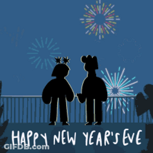 Happy New Years Eve Animated Couple GIF