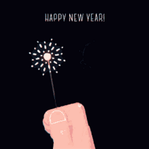 Happy New Years Eve Animated Hand Sparkling Stick GIF